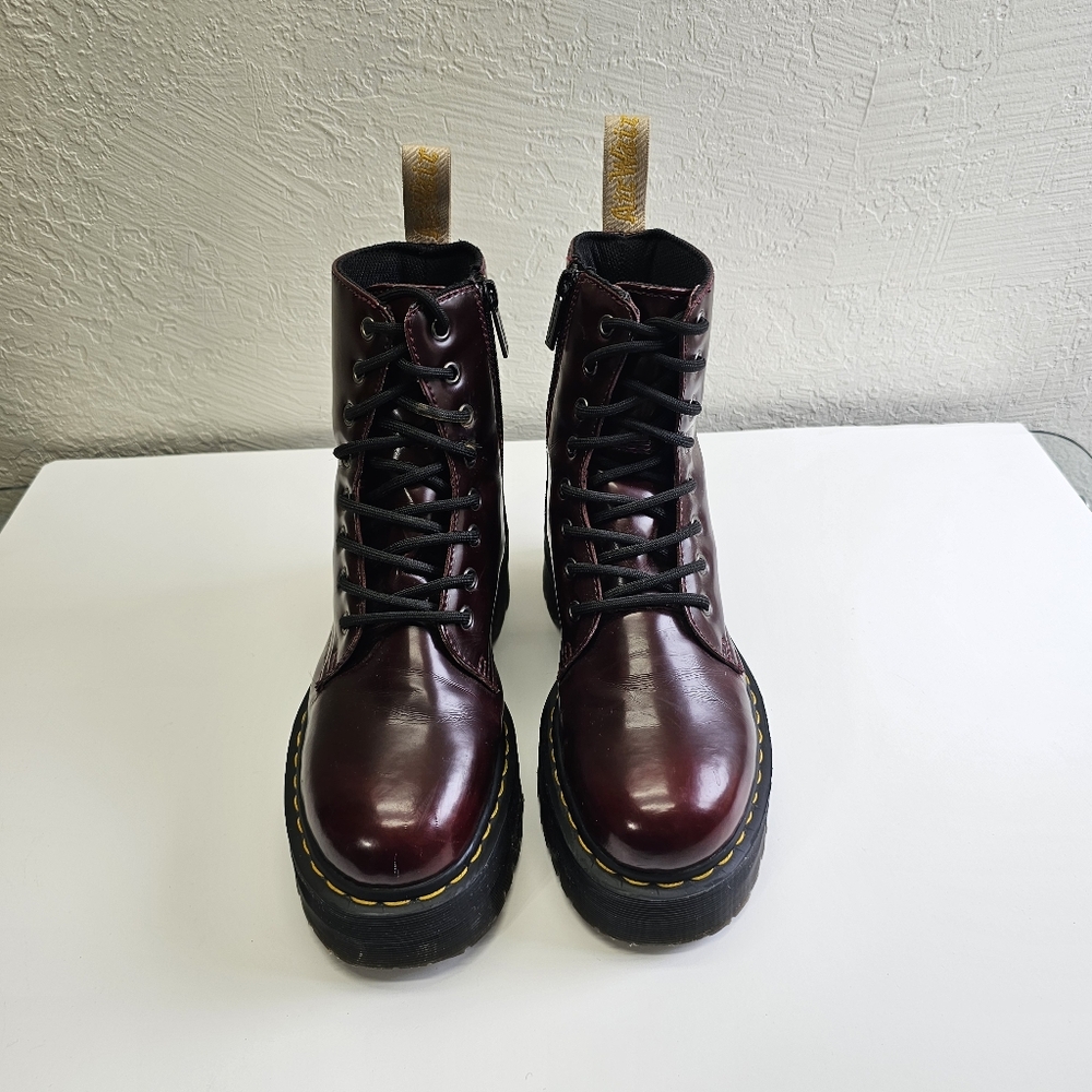 Dr Martens Vegan Jadon II Arcadia  Platform Boots Lace-Up in Burgundy